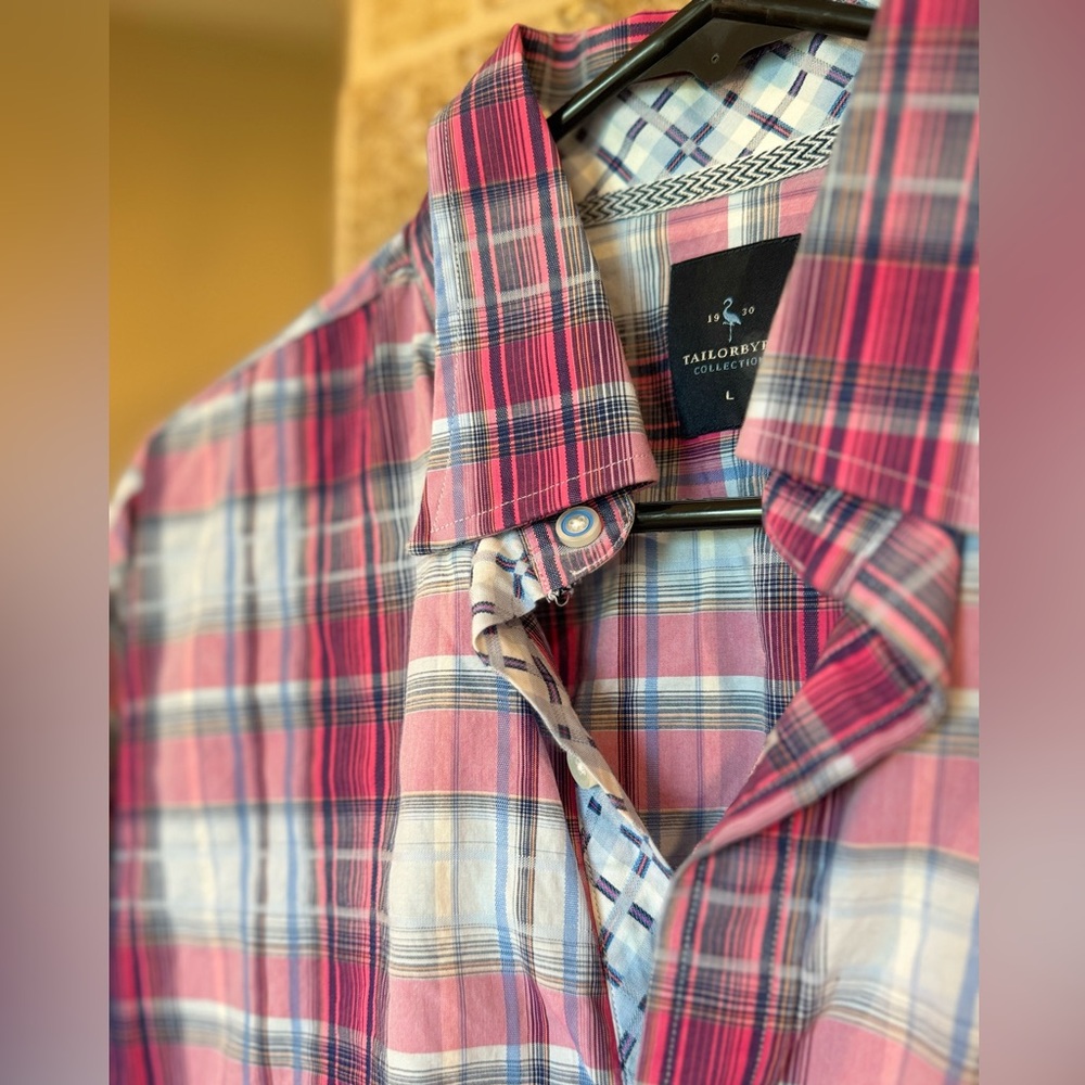 Tailorbyrd pink and blue long sleeve button down size large